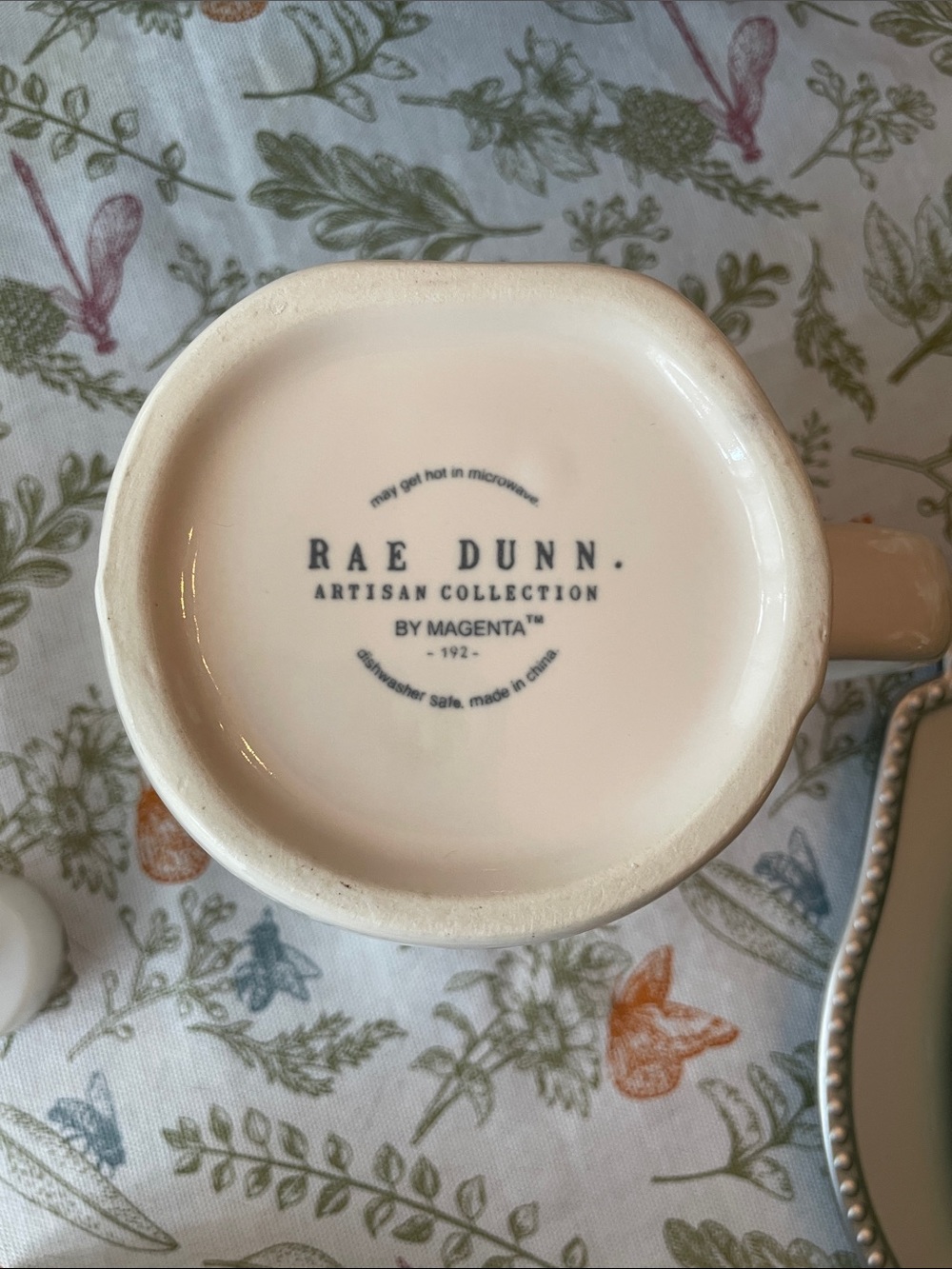Rae Dunn White Mug with Red Interior and Red Lettering - Picture 3 of 4